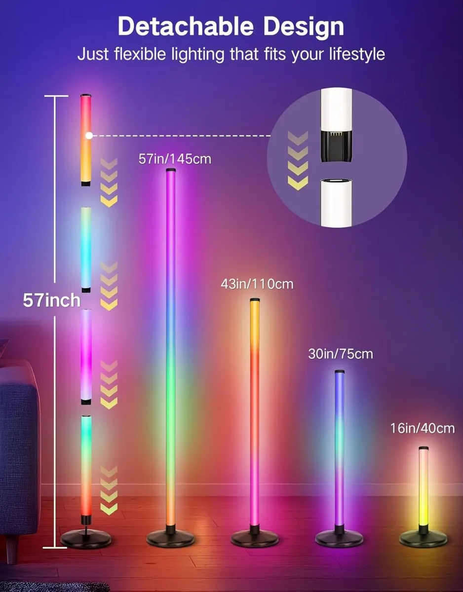 LED Floor Lamp 24W Rgbcw Corner with 256 (2 Pack) - Image 4