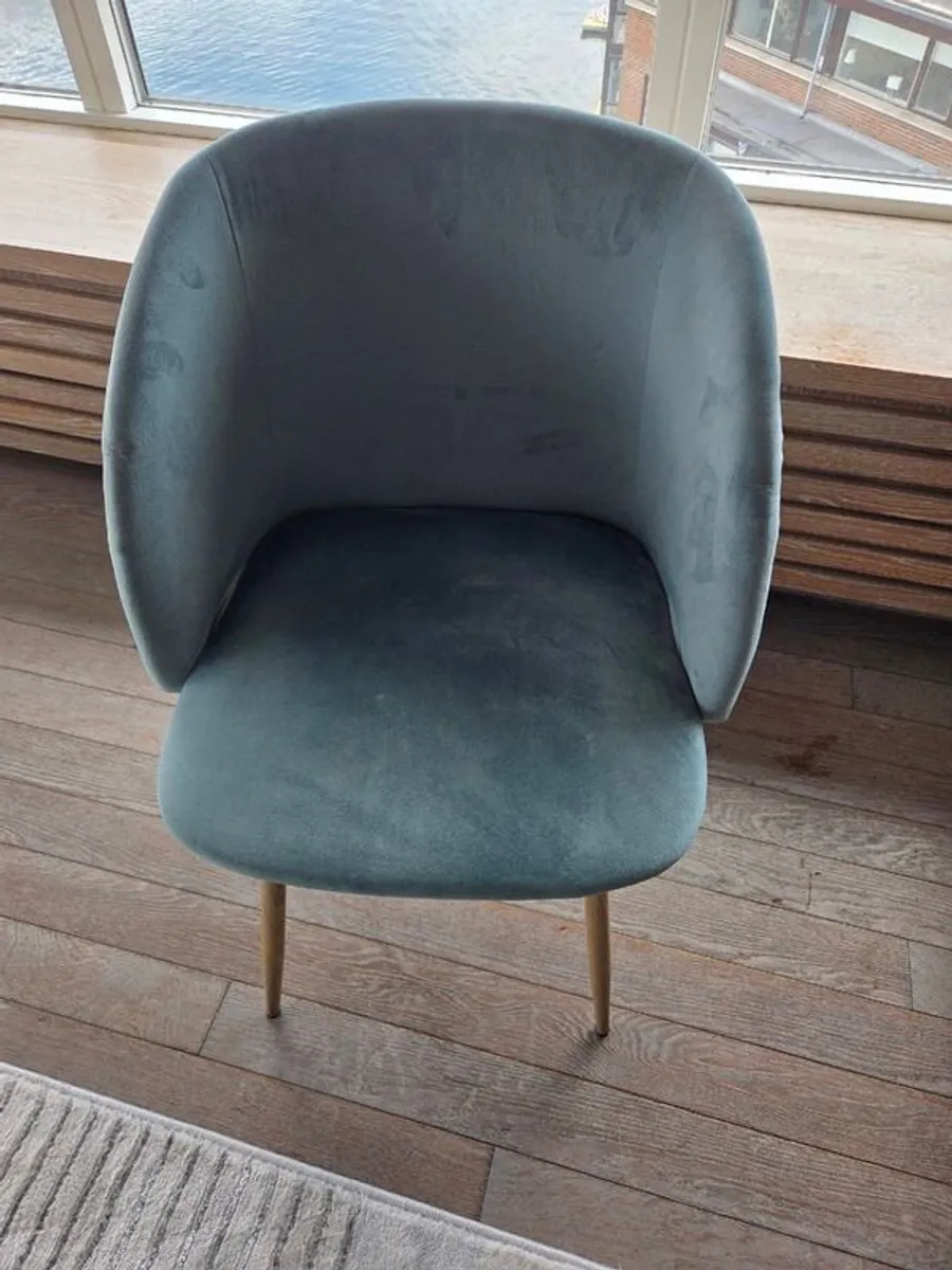 Set of 6 Dining Chairs for Sale - Blue Velvet Finish - Image 1