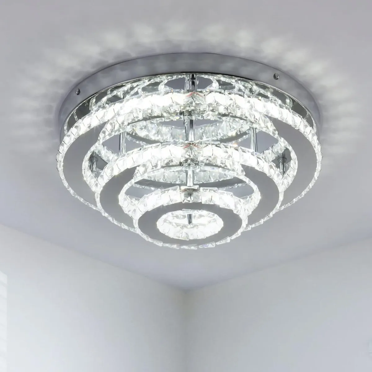 13.8 Inch Flush Mount Ceiling Light Modern Crystal - Image 1