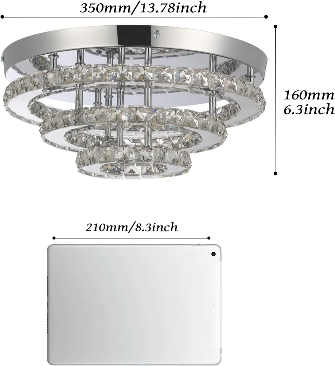 13.8 Inch Flush Mount Ceiling Light Modern Crystal - Image 3