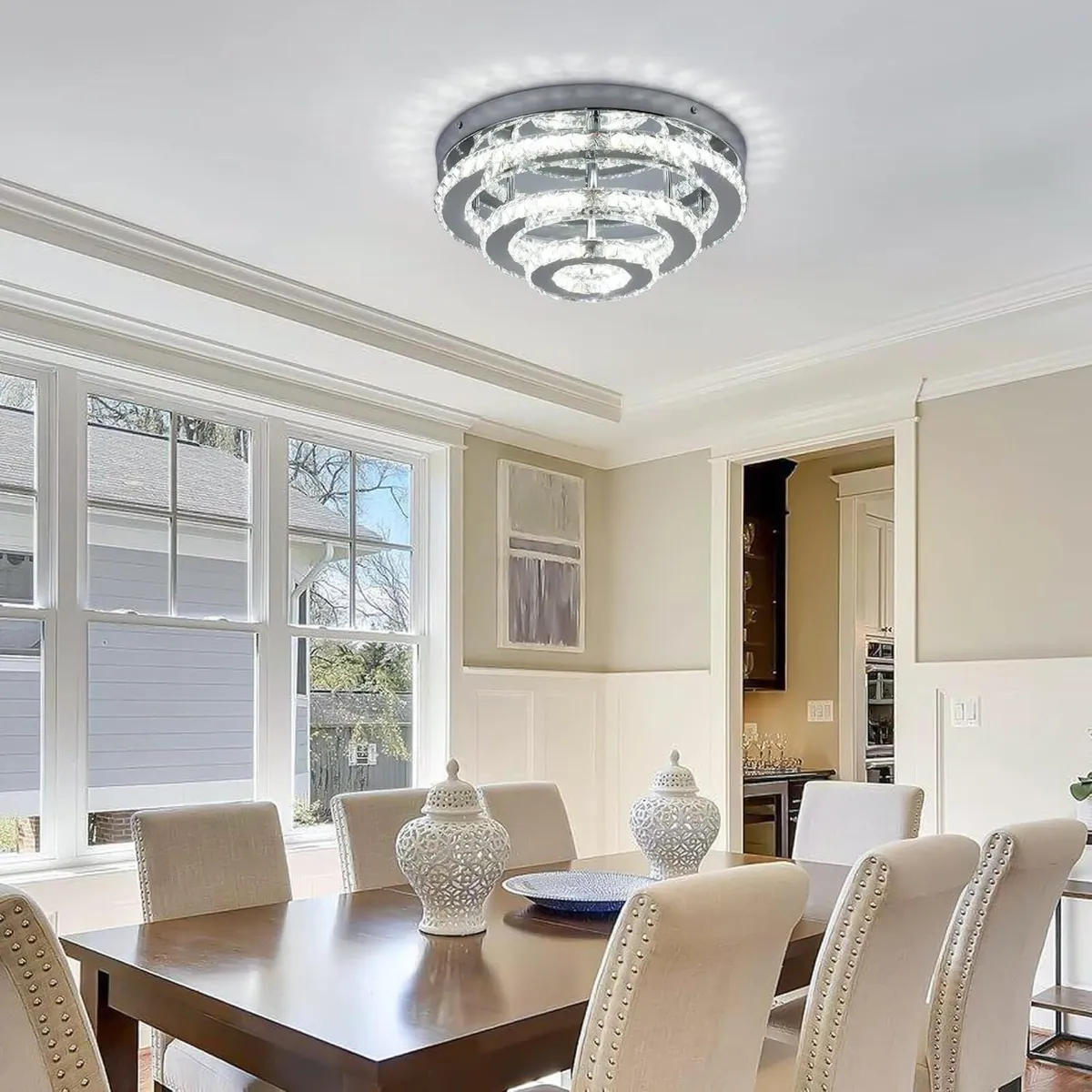 13.8 Inch Flush Mount Ceiling Light Modern Crystal - Image 4