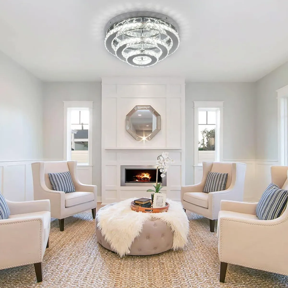 13.8 Inch Flush Mount Ceiling Light Modern Crystal - Image 2