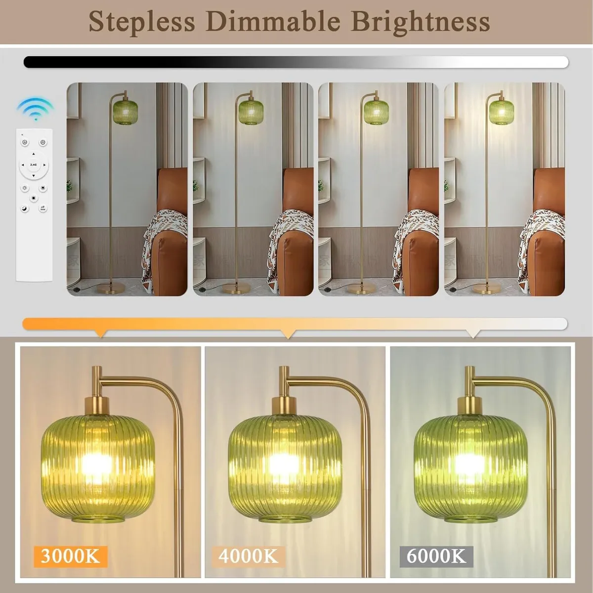 Glass Floor Lamp for Living Room Modern Ribbed - Image 3