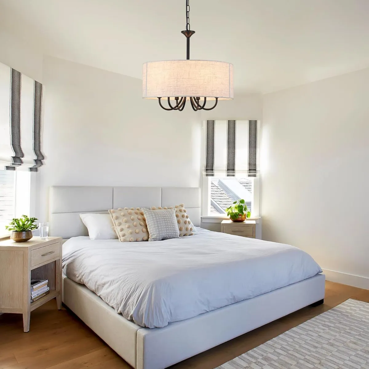 6- Chandelier Living Room Metal Drum Fabric Shade - Image 2