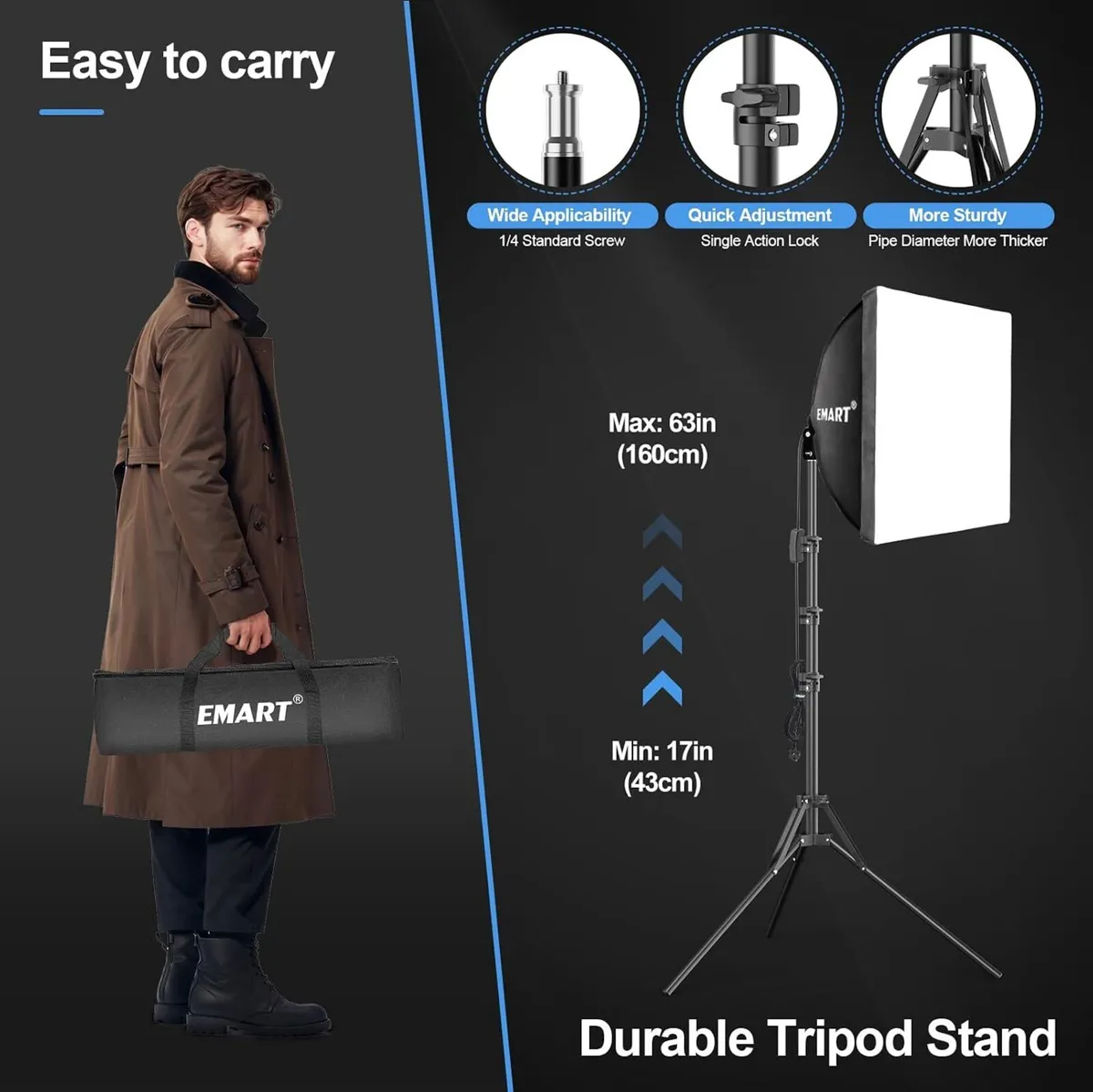 Softbox Lighting Kit 40x40CM Dimmable Soft Box - Image 4