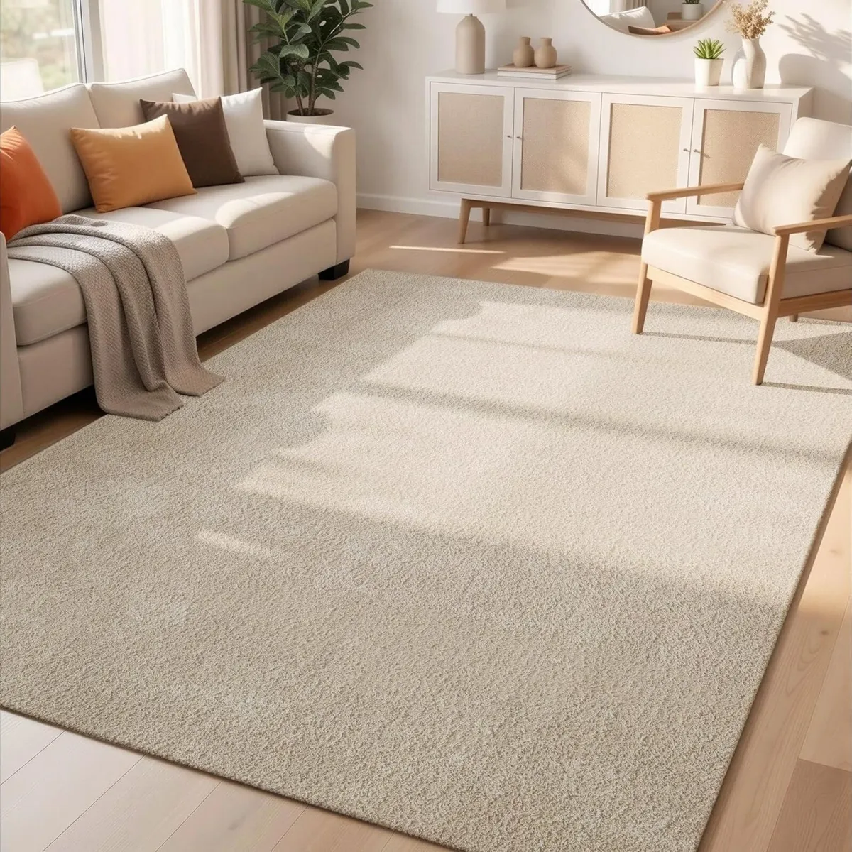 Washable Plain Non-Slip Living Room Area Rug - Image 1