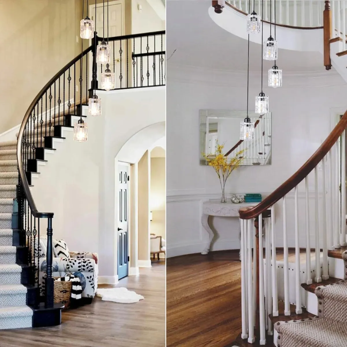 5-Light Long Crystal Pendant Chandelier for High - Image 3