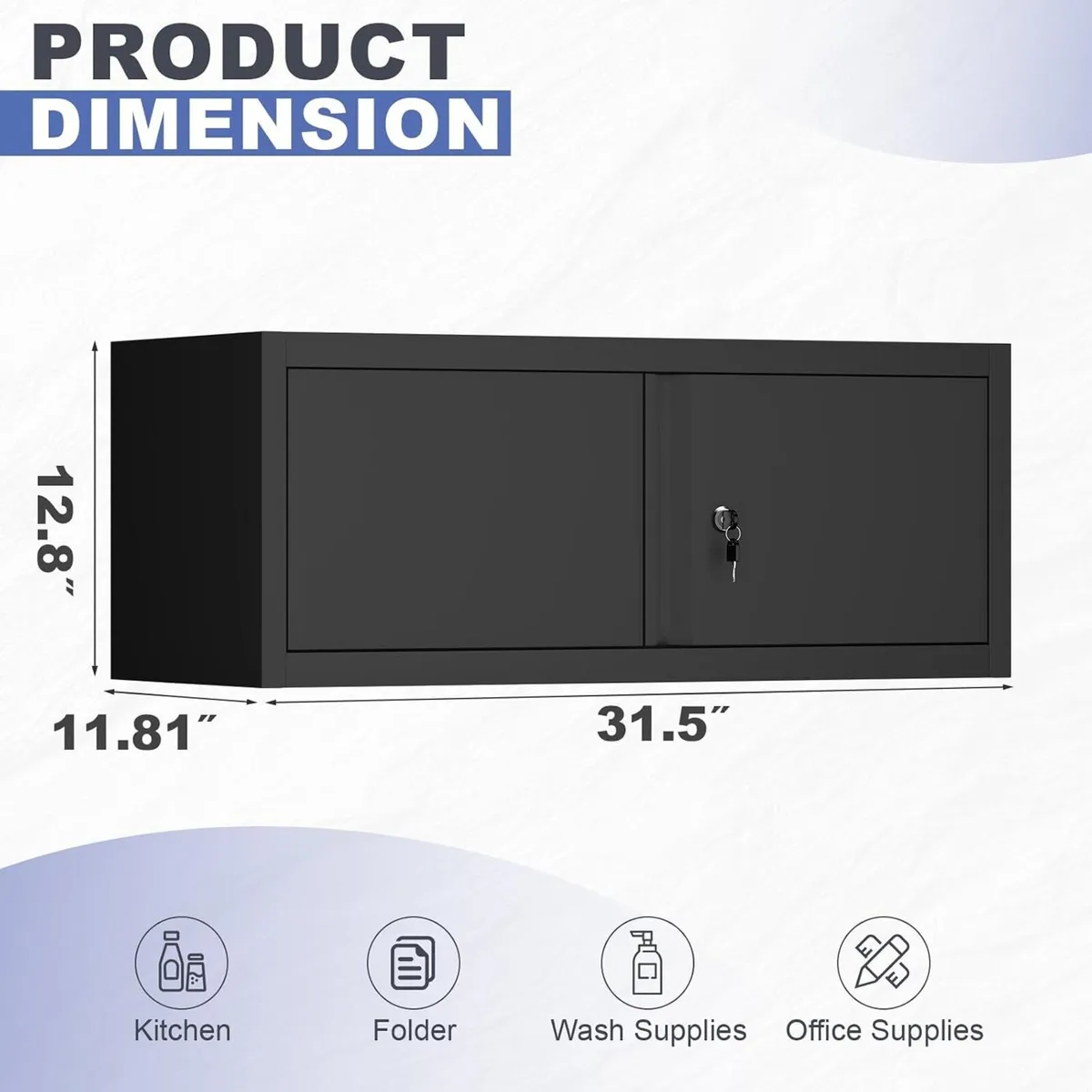 Garage Locking Cabinet 13” H Storage Wall Mounted - Image 3