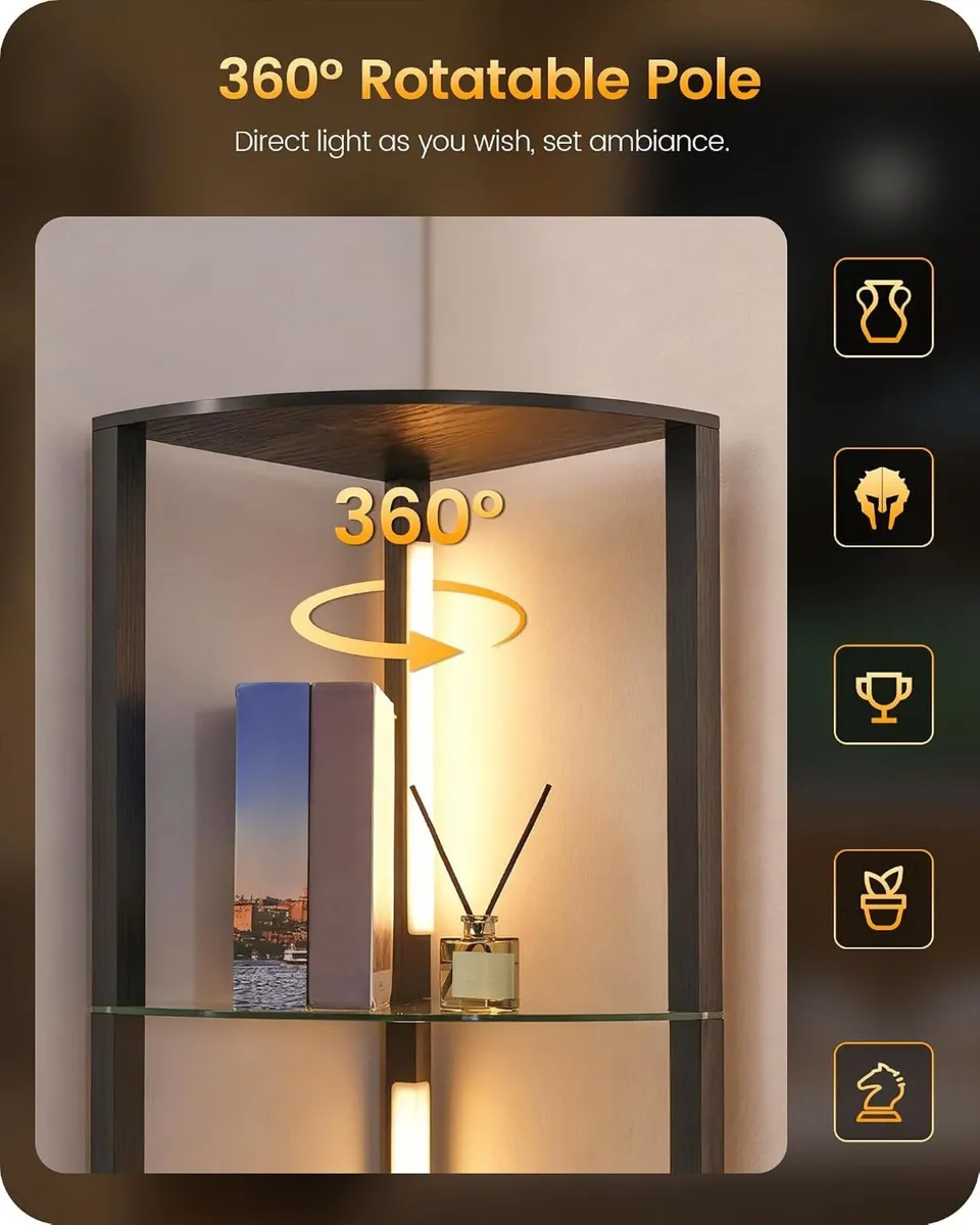 Floor Lamp with Shelves 4 Tier Wooden Standing - Image 4