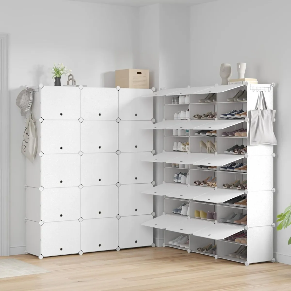 Shoe Storage Cabinet Stores 60 Pairs Plastic Rack - Image 2
