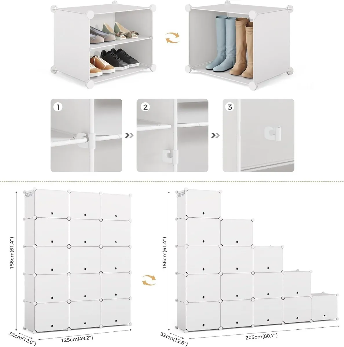 Shoe Storage Cabinet Stores 60 Pairs Plastic Rack - Image 3