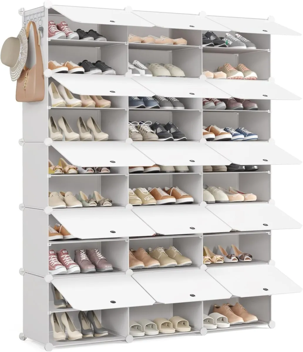 Shoe Storage Cabinet Stores 60 Pairs Plastic Rack - Image 1