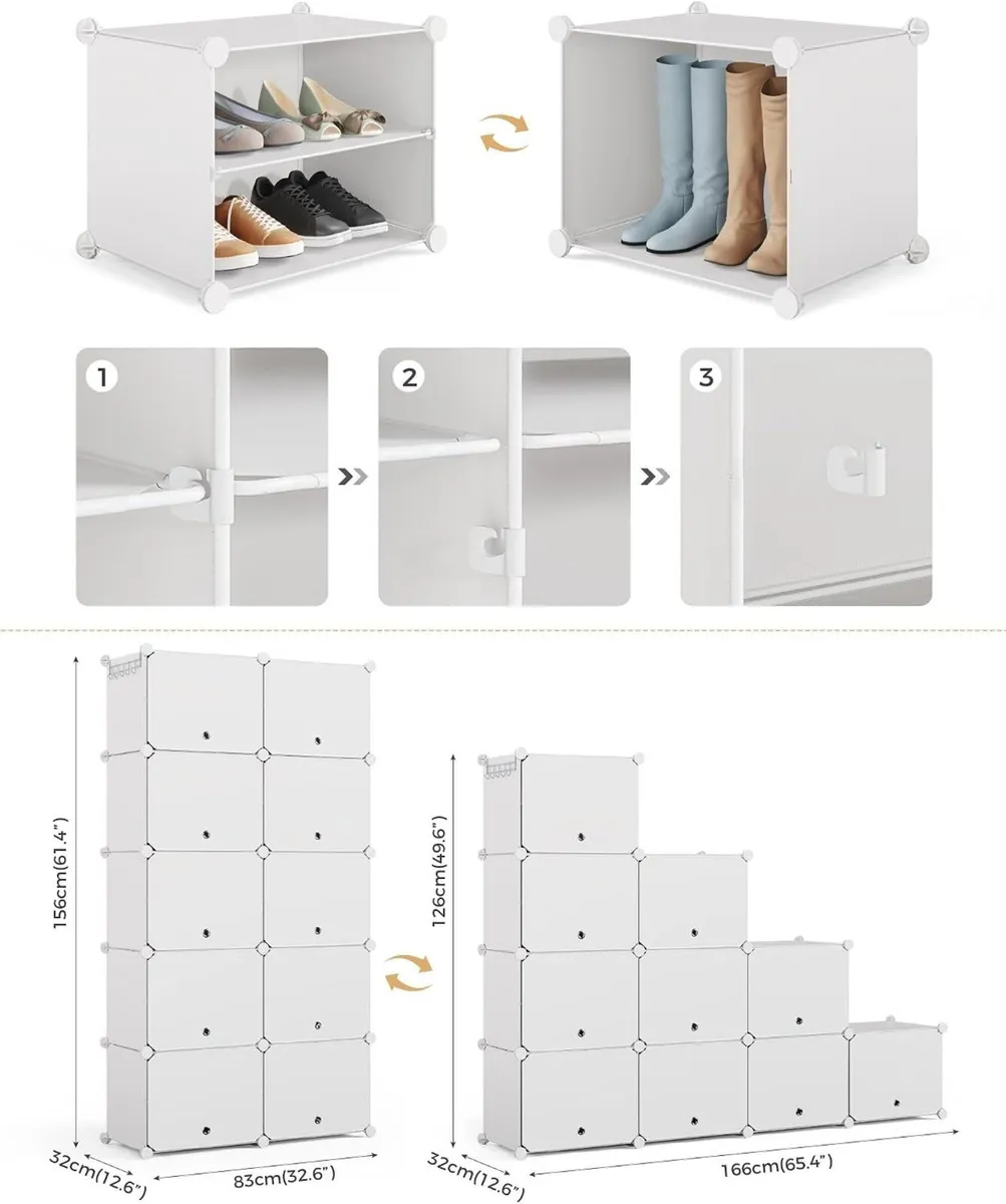 2x10 Tier Shoe Storage Cabinet Stores 40 Pairs - Image 3