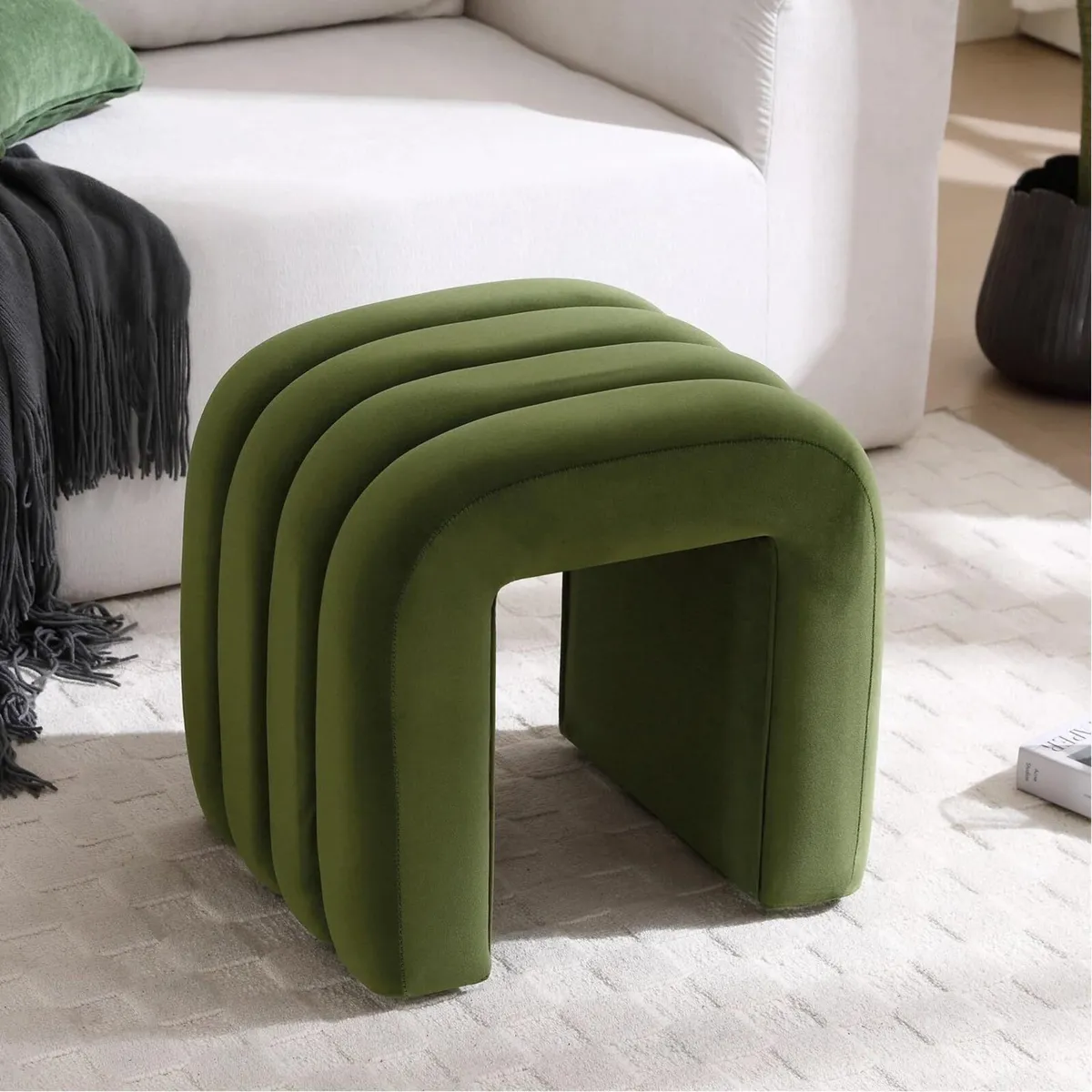 Arched Ottoman Foot Stool U-Shape Pouffe - Image 2