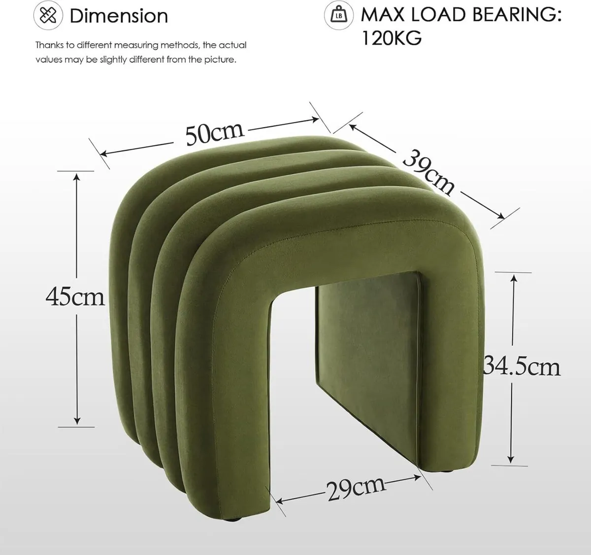 Arched Ottoman Foot Stool U-Shape Pouffe - Image 3
