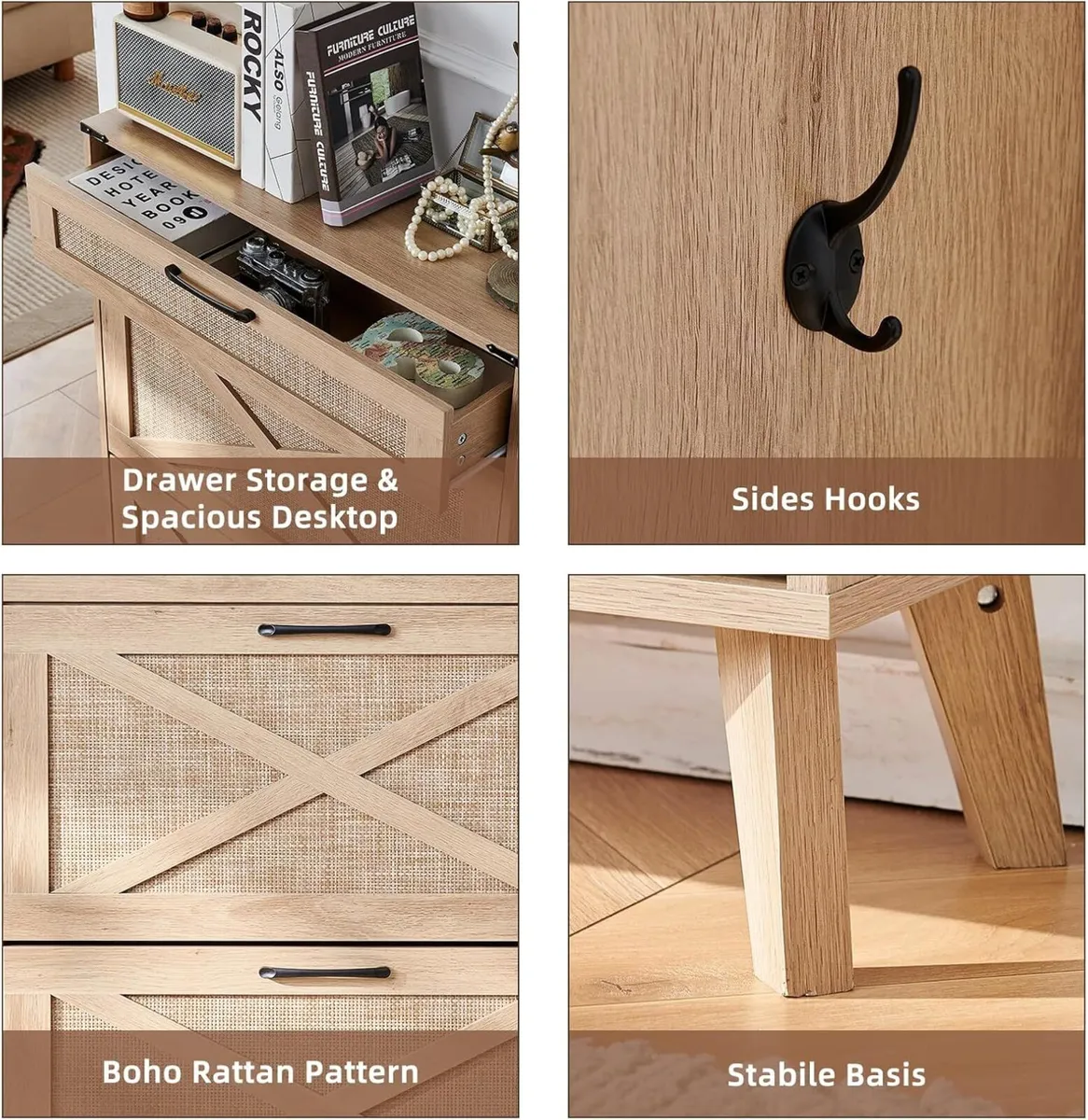 Rattan Slim Narrow Shoe Storage with 2 Flip - Image 4