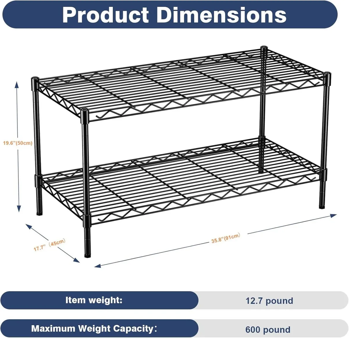 2-Tier Wide Shelving Unit Cm - Image 3