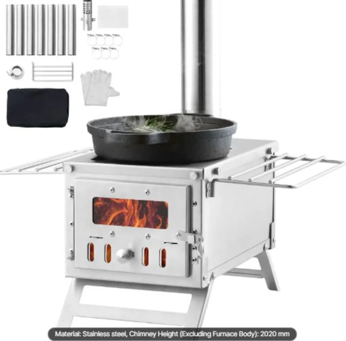 Wood Stove, 203.20 cm,Stainless Steel Camping Tent - Image 1