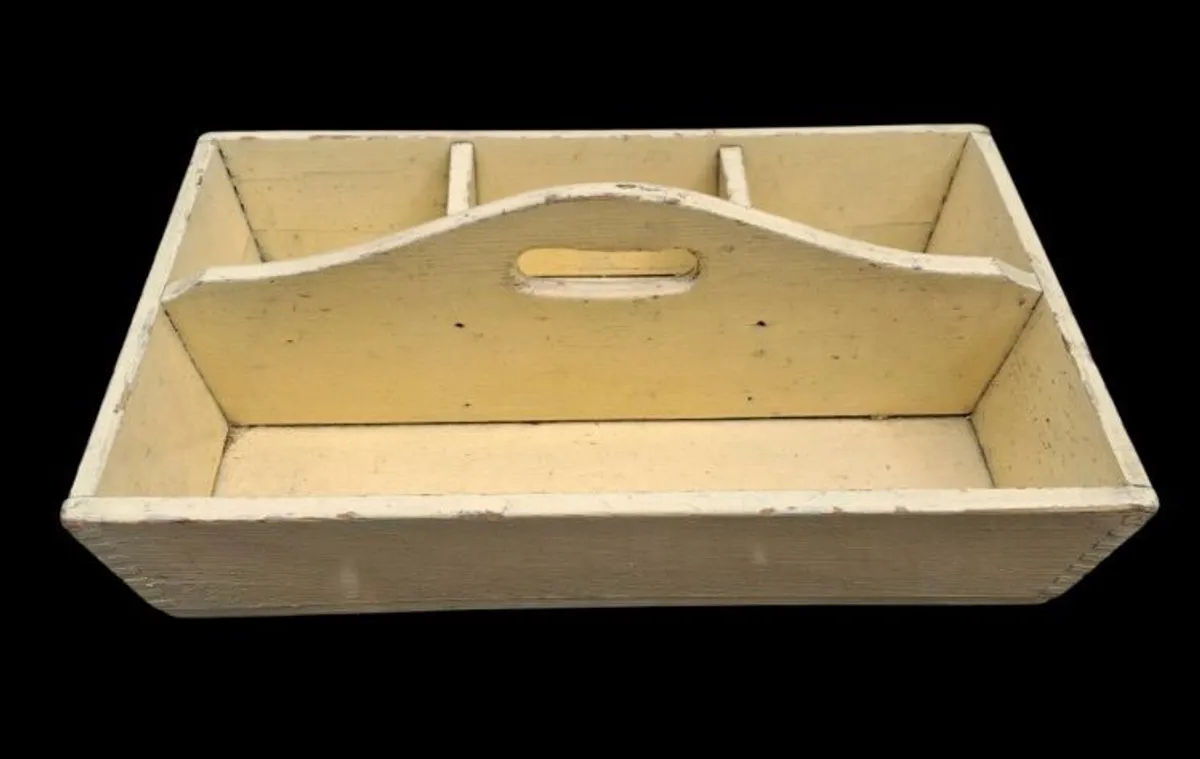Vintage Painted Pine Cutlery or Kitchen Caddy. - Image 2
