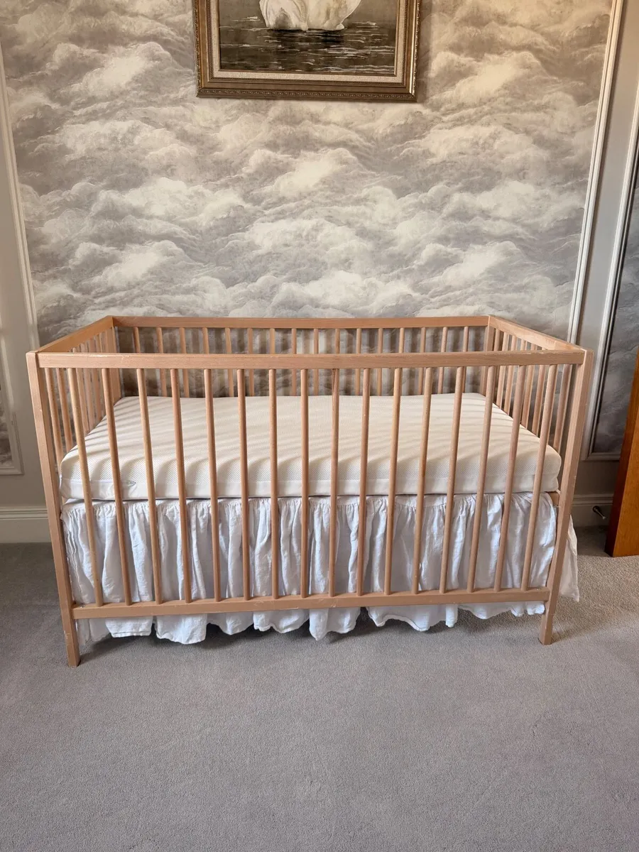 IKEA cot with baby elegance breathe dry mattress - Image 2