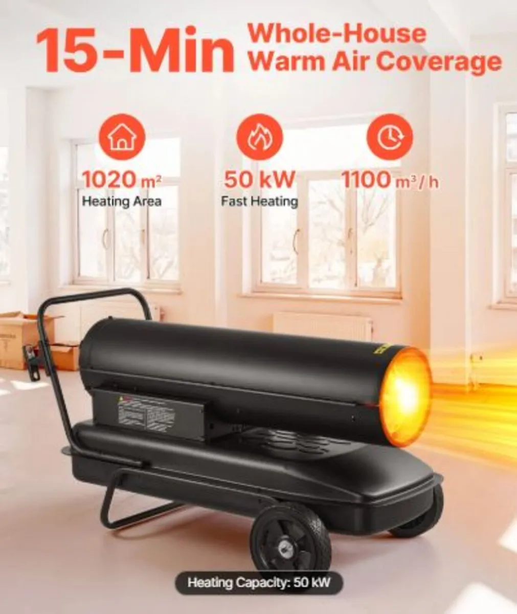 50kW Forced Air Kerosene Diesel Heater, Portable - Image 2