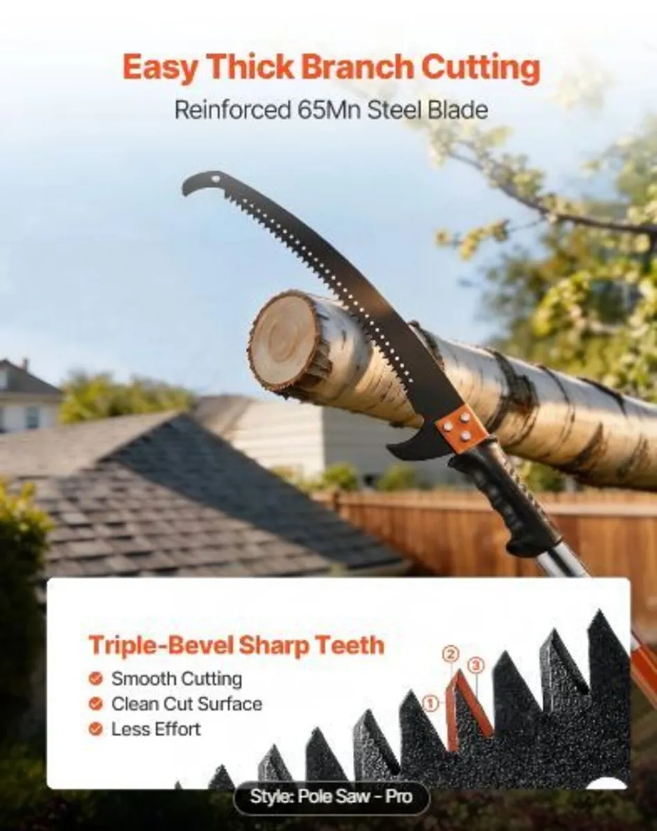 Manual Pole Saw, 2.2 - 8.2 m Extendable Tree - Image 3