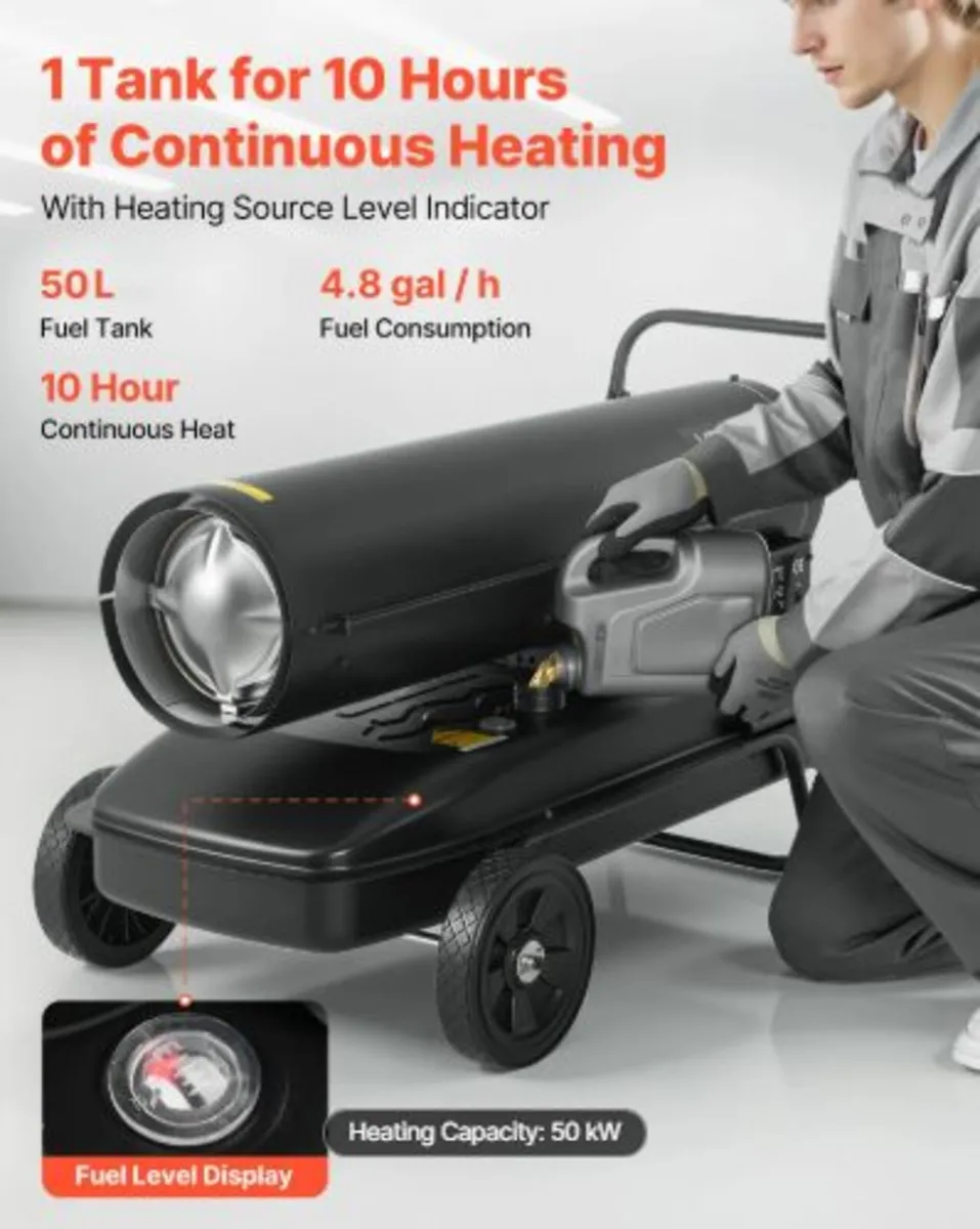 50kW Forced Air Kerosene Diesel Heater, Portable - Image 3