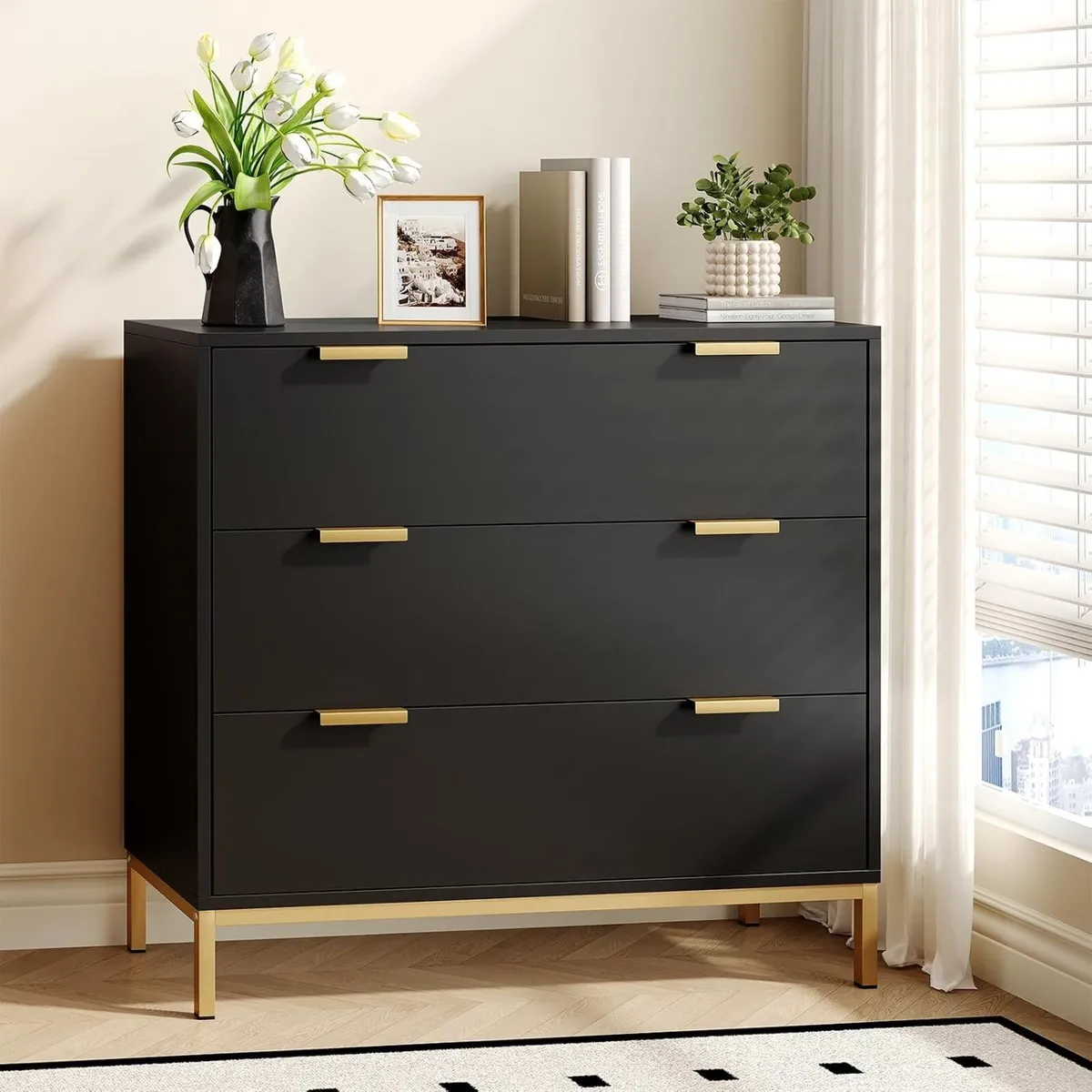 Chest of Drawers Bedroom Wooden 3 Dresser - Image 4