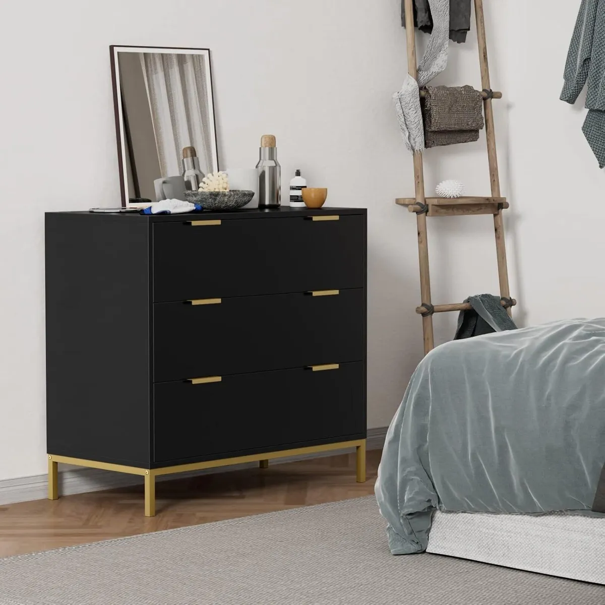 Chest of Drawers Bedroom Wooden 3 Dresser - Image 2
