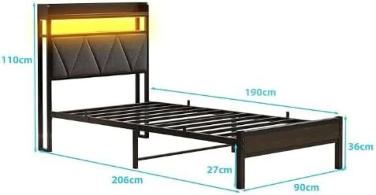 Bed Frame with Upholstered Wooden Storage - Image 2