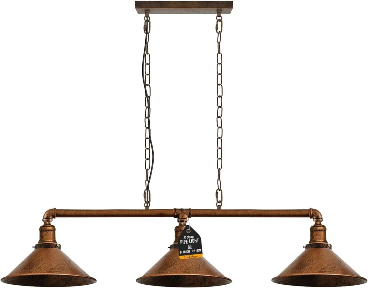 3-Way Vintage Retro Steampunk Pipe Light Bar - Image 1