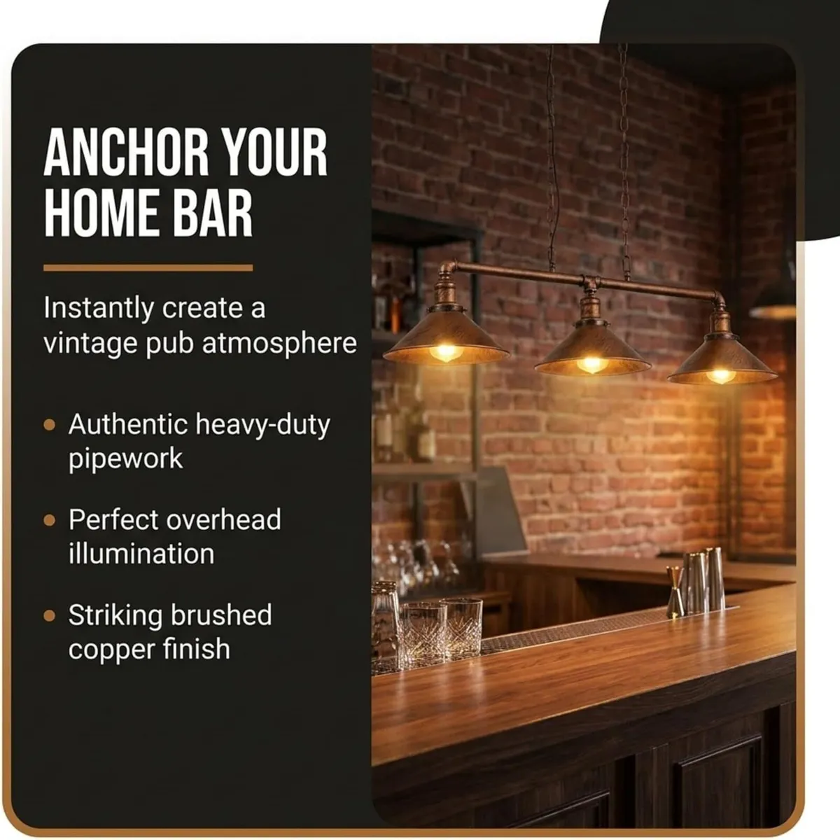 3-Way Vintage Retro Steampunk Pipe Light Bar - Image 3