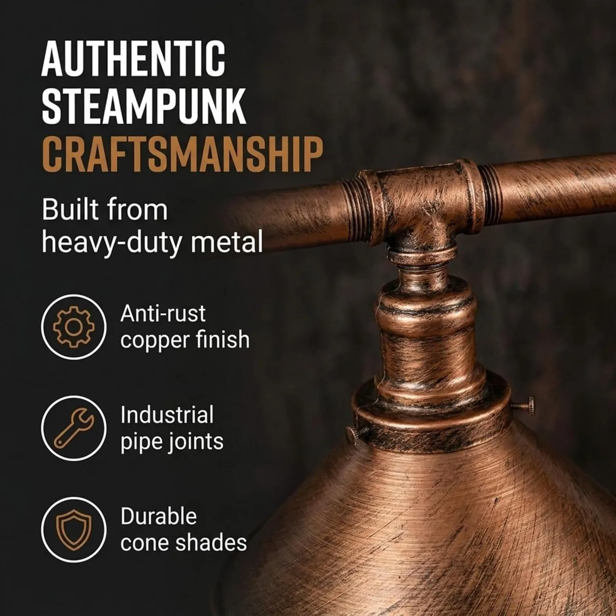 3-Way Vintage Retro Steampunk Pipe Light Bar - Image 4