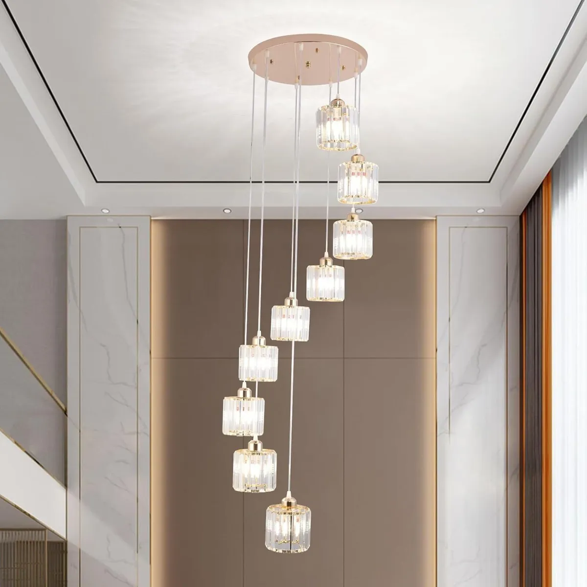 8 Light Raindrop Crystal Chandelier E27 Bulb Base - Image 1