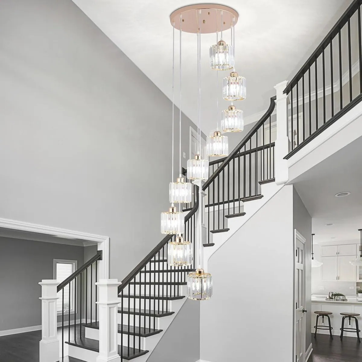 8 Light Raindrop Crystal Chandelier E27 Bulb Base - Image 2