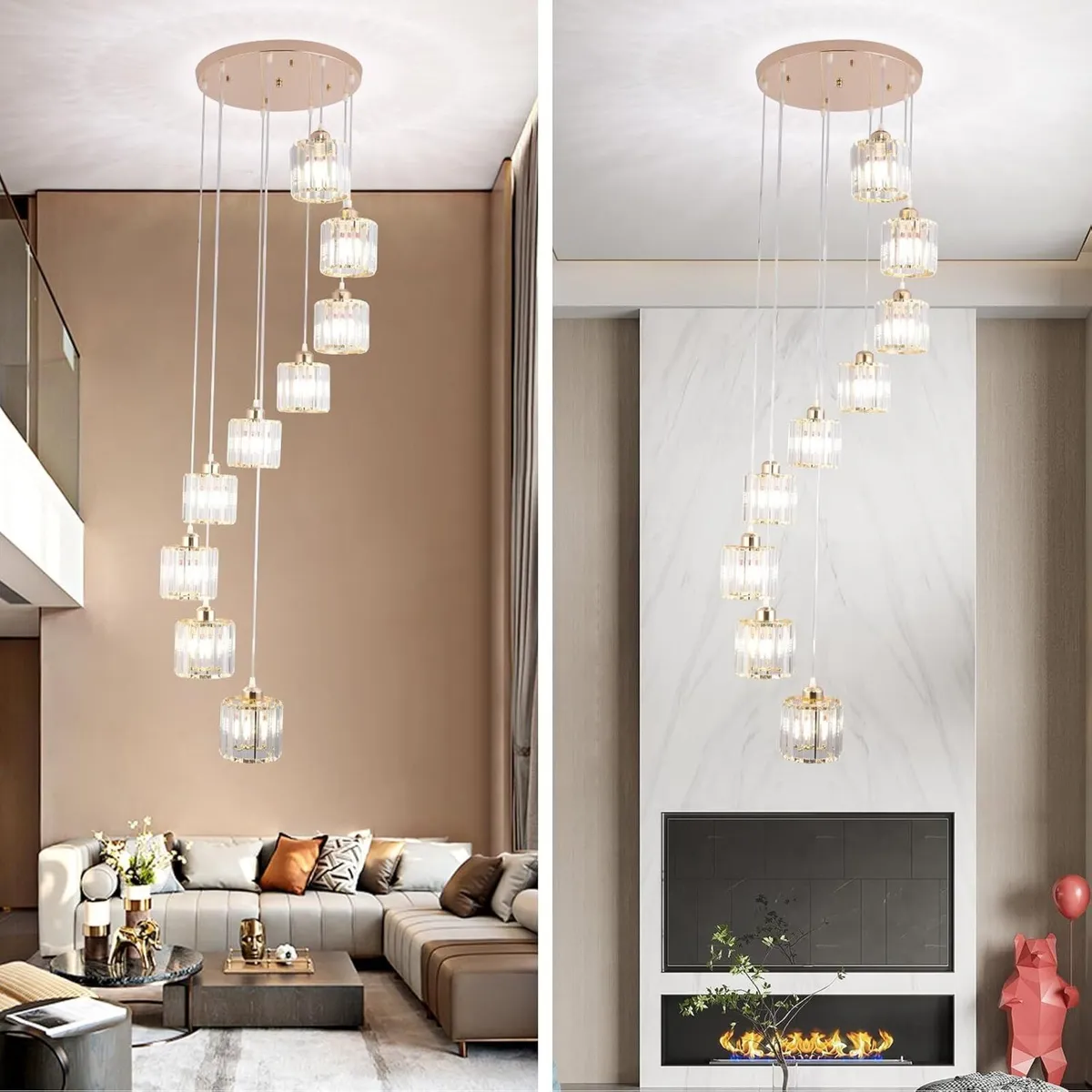 8 Light Raindrop Crystal Chandelier E27 Bulb Base - Image 3