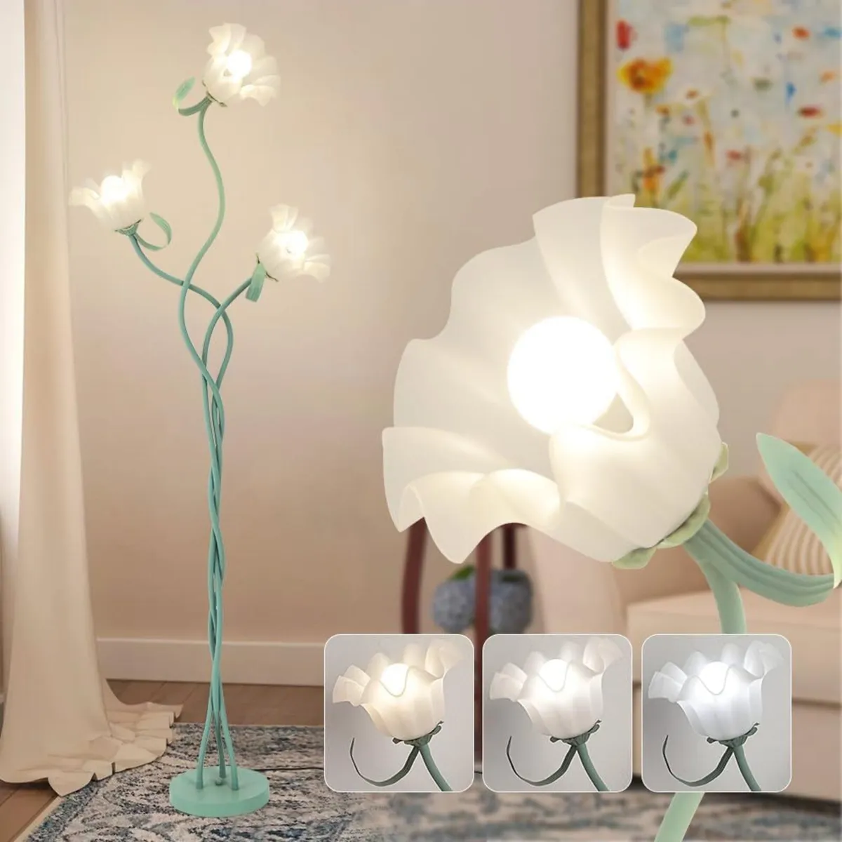 Vintage Flower Floor Lamp 3 Colour Temperatures - Image 1