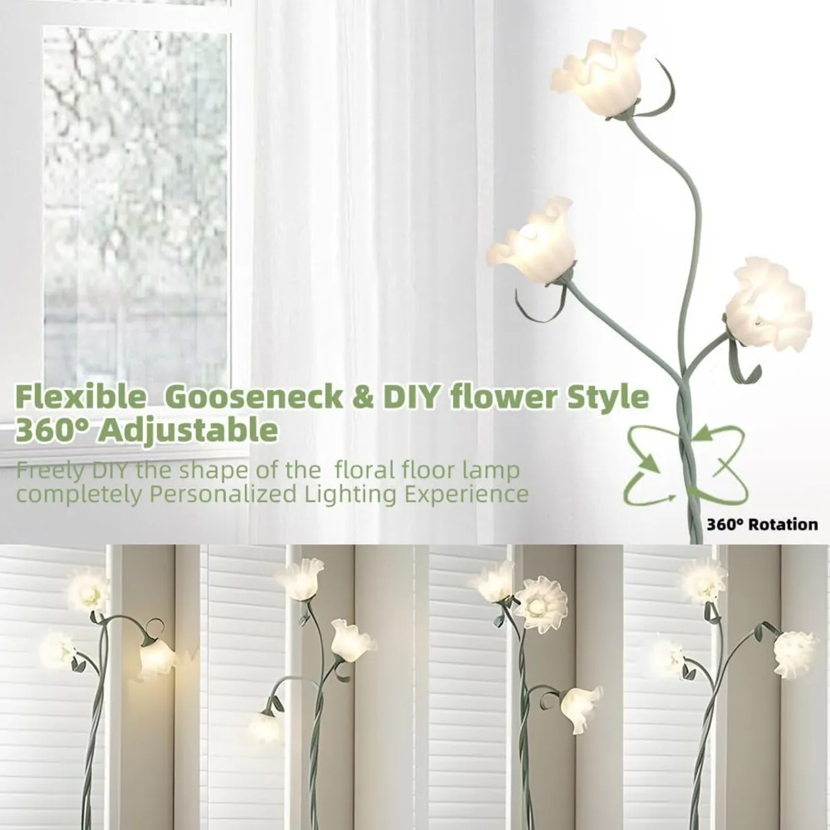 Vintage Flower Floor Lamp 3 Colour Temperatures - Image 3