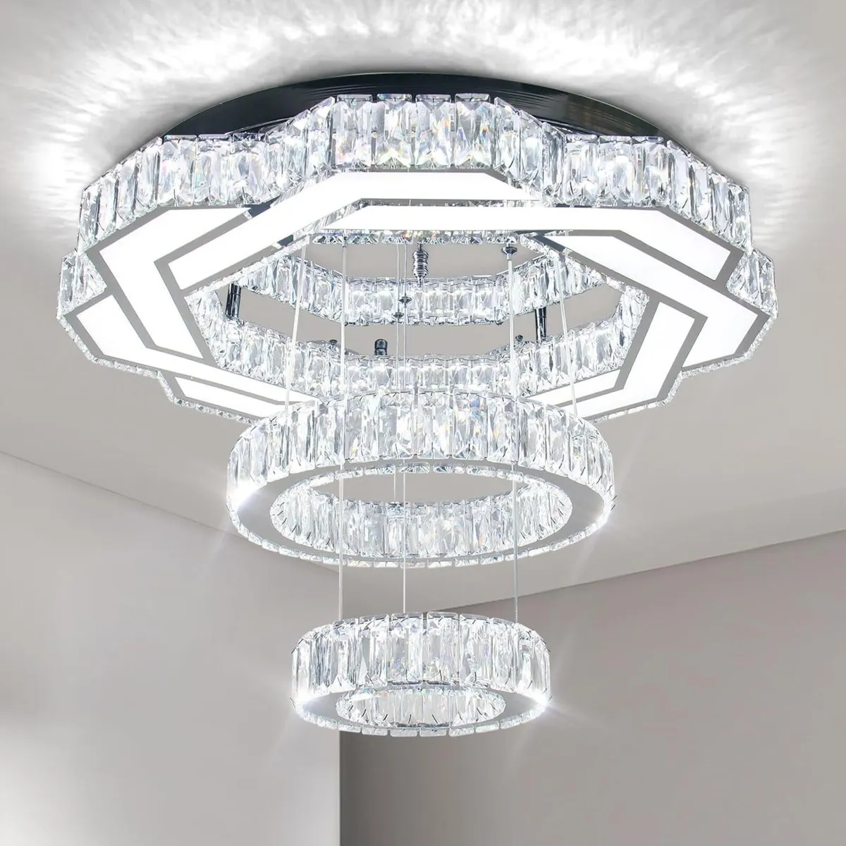 22.5" Flower Crystal Chandelier LED Ceiling Light - Image 1
