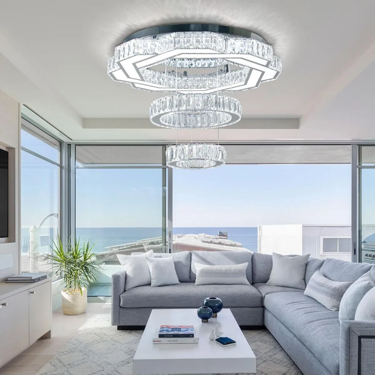 22.5" Flower Crystal Chandelier LED Ceiling Light - Image 2