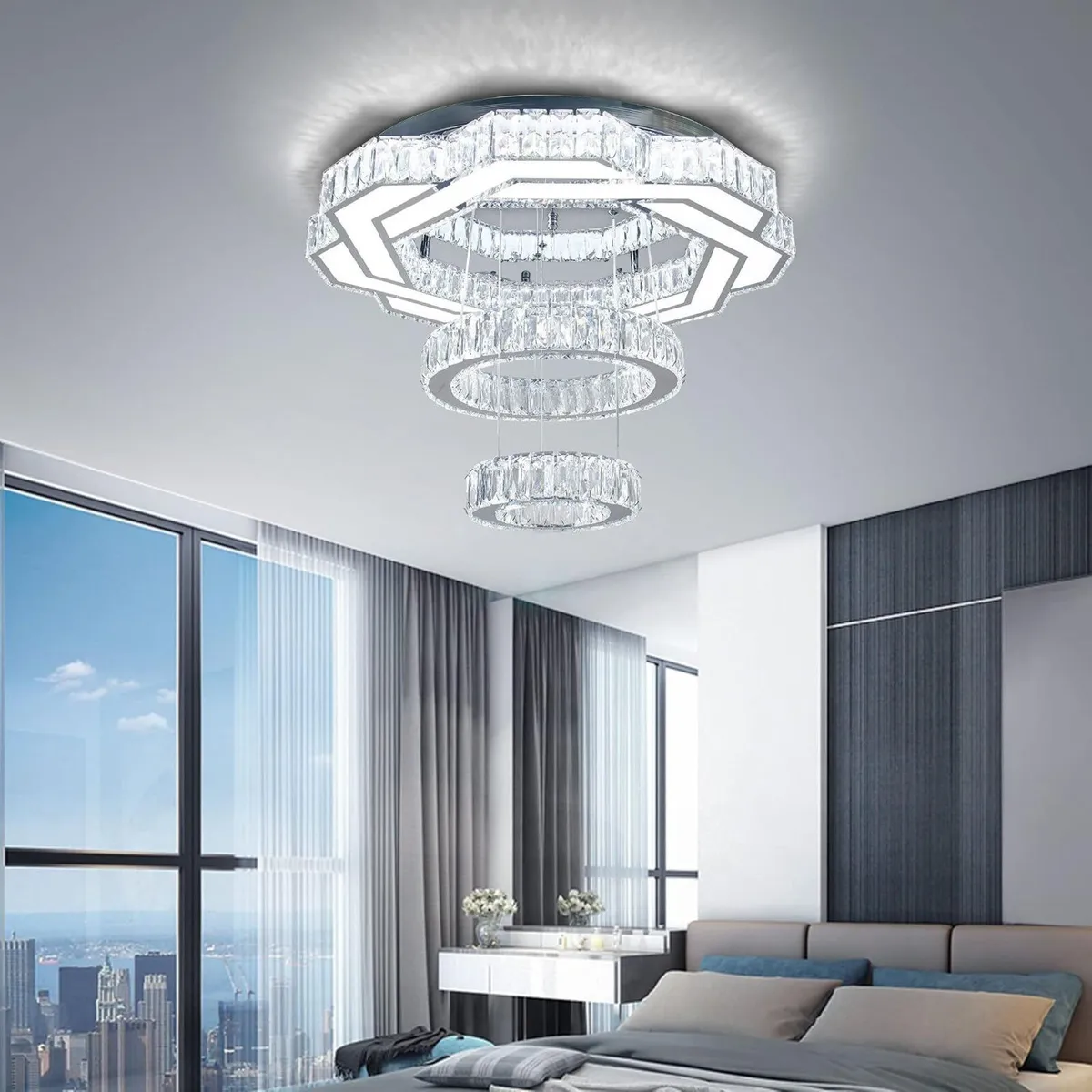 22.5" Flower Crystal Chandelier LED Ceiling Light - Image 3