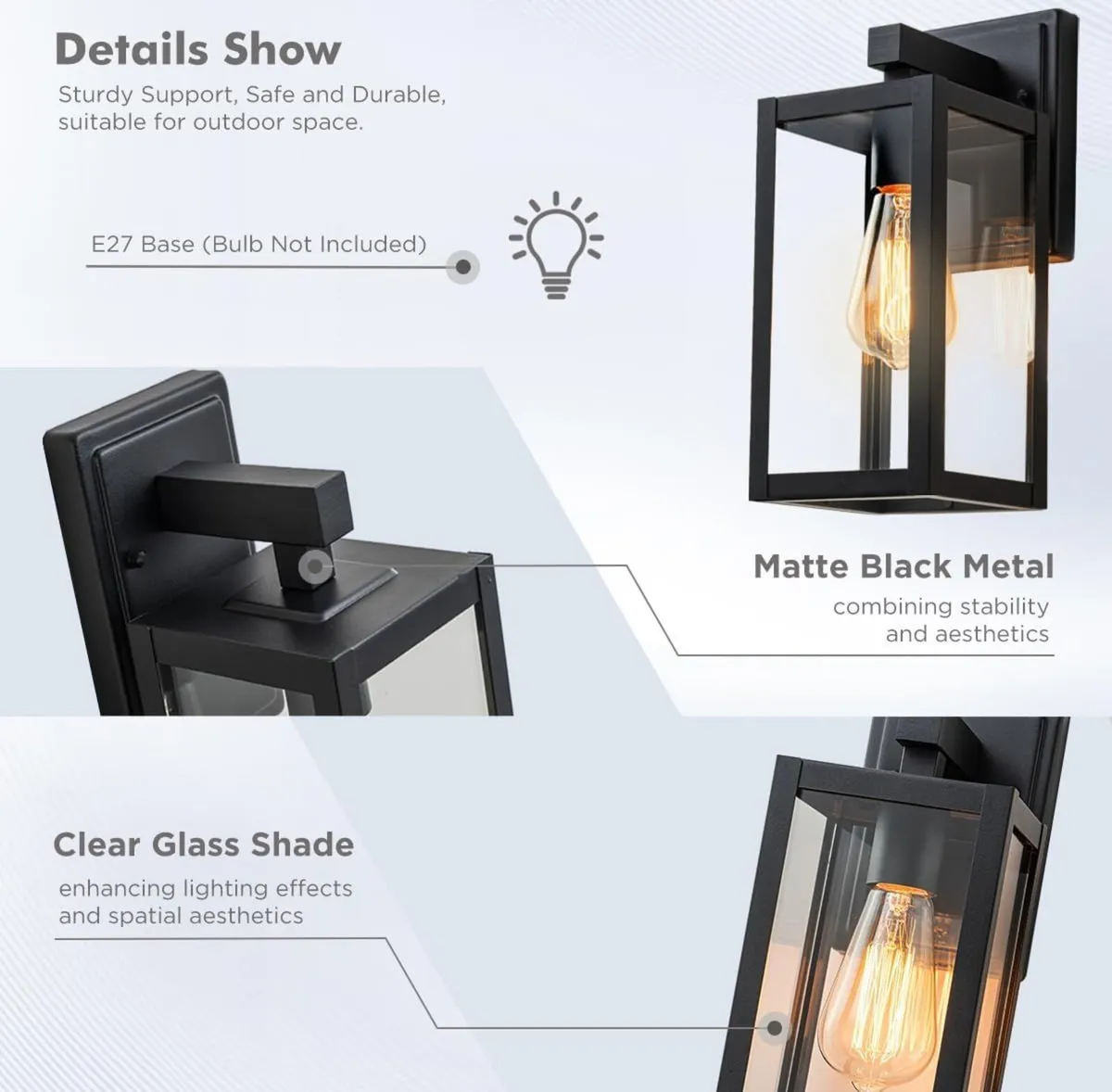 Outdoor Lantern Wall Lights E27 Porch Light - Image 2