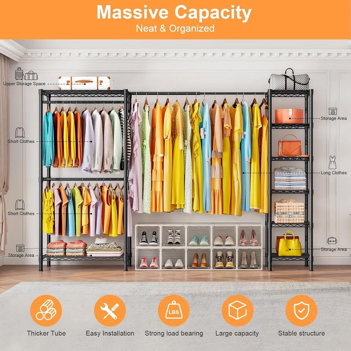 Extendable Clothes Rails Coat Racks for Hanging - Image 4