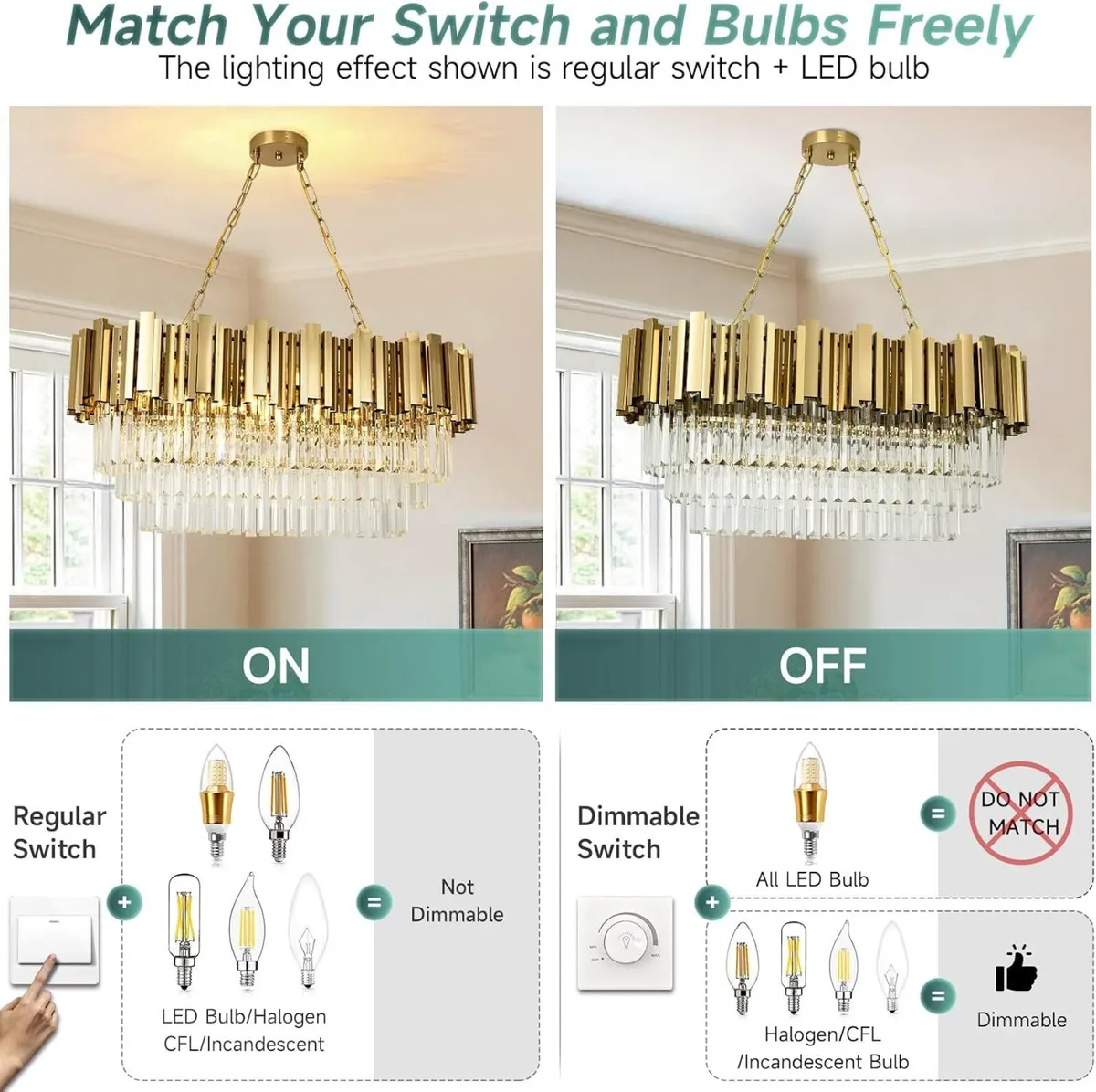 Modern Crystal Chandelier Pendant Light Fixtures - Image 4