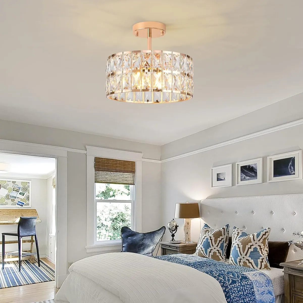 Modern Crystal Ceiling Light Semi Flush Mount - Image 2