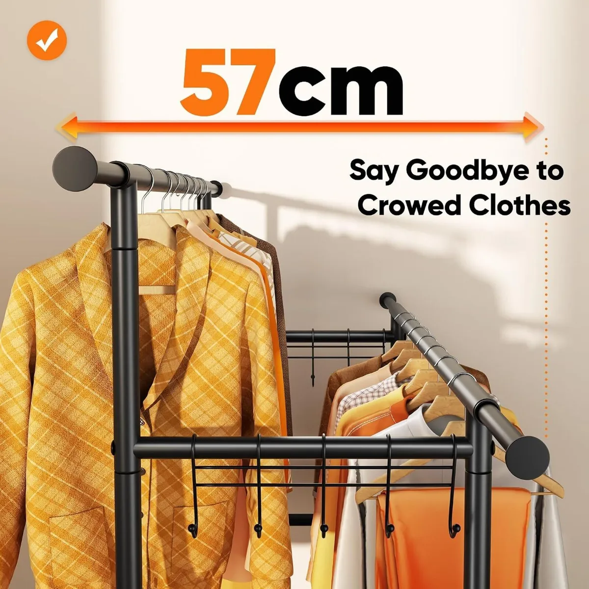Double Rod Clothes Rail - Image 4
