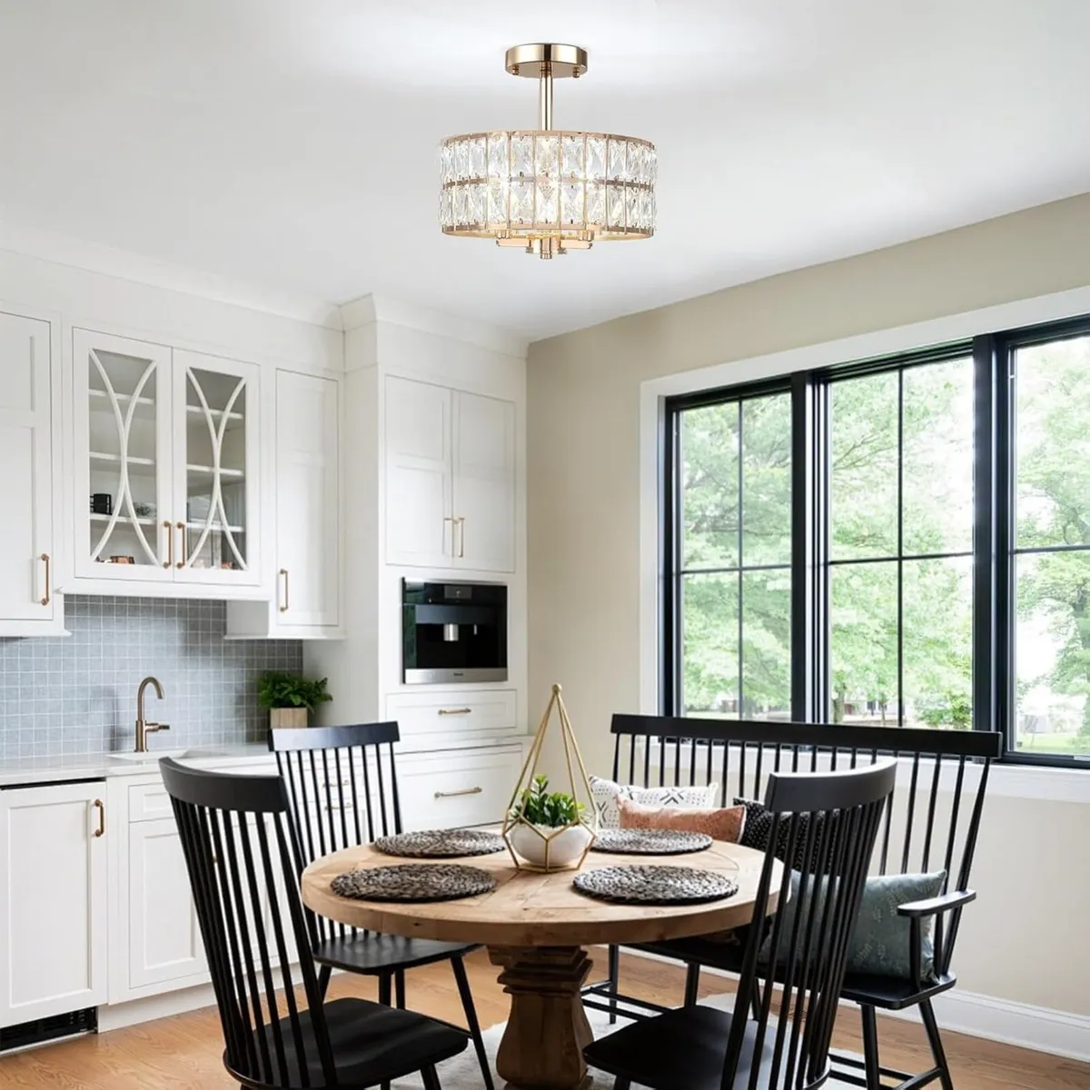 Semi Flush Mount Ceiling Light 6 Dimmable Crystal - Image 3