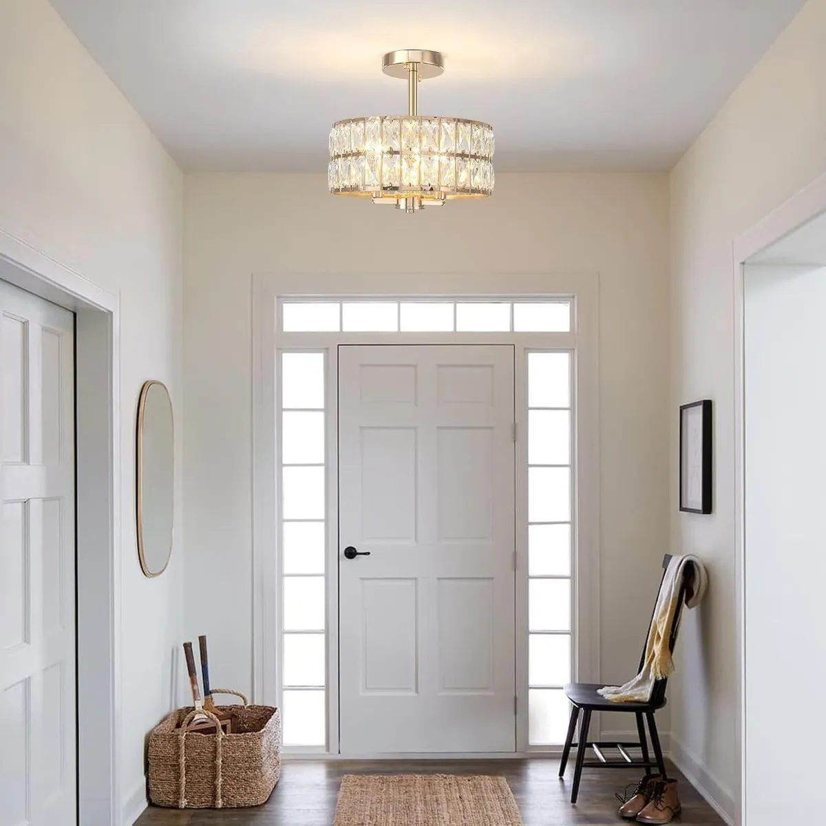 Semi Flush Mount Ceiling Light 6 Dimmable Crystal - Image 4