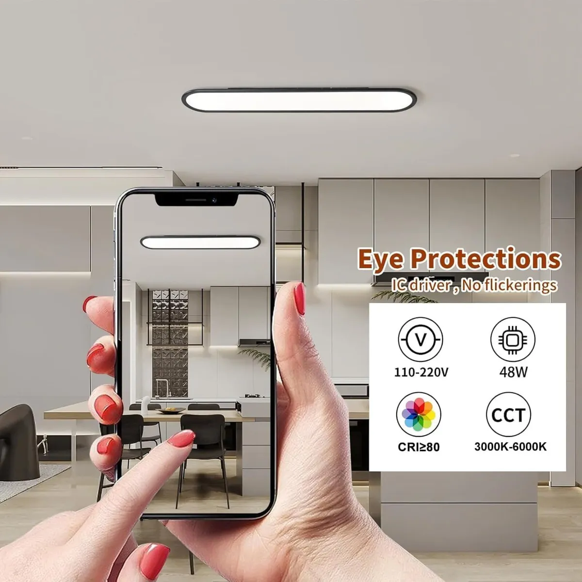 LED Ceiling Light 100CM Ultra-Slim Dimmable - Image 4