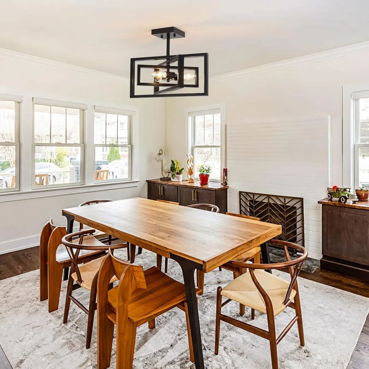 3 Ceiling Lights Living Room Industrial Semi Flush - Image 3